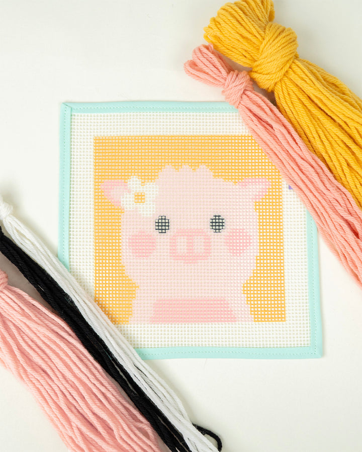 Pearl, the Pig - Needlepoint Kit for Kids