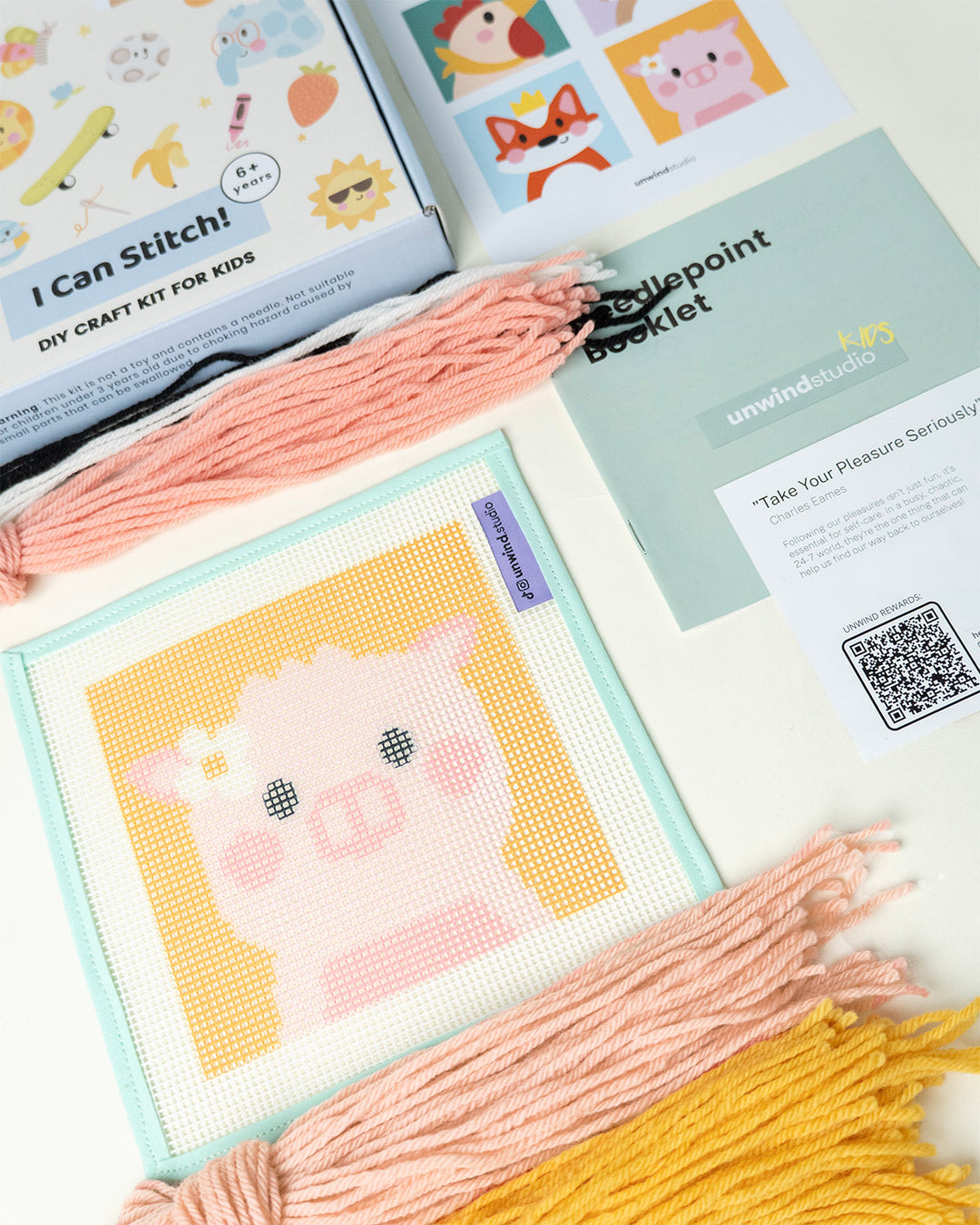 Pearl, the Pig - Needlepoint Kit for Kids