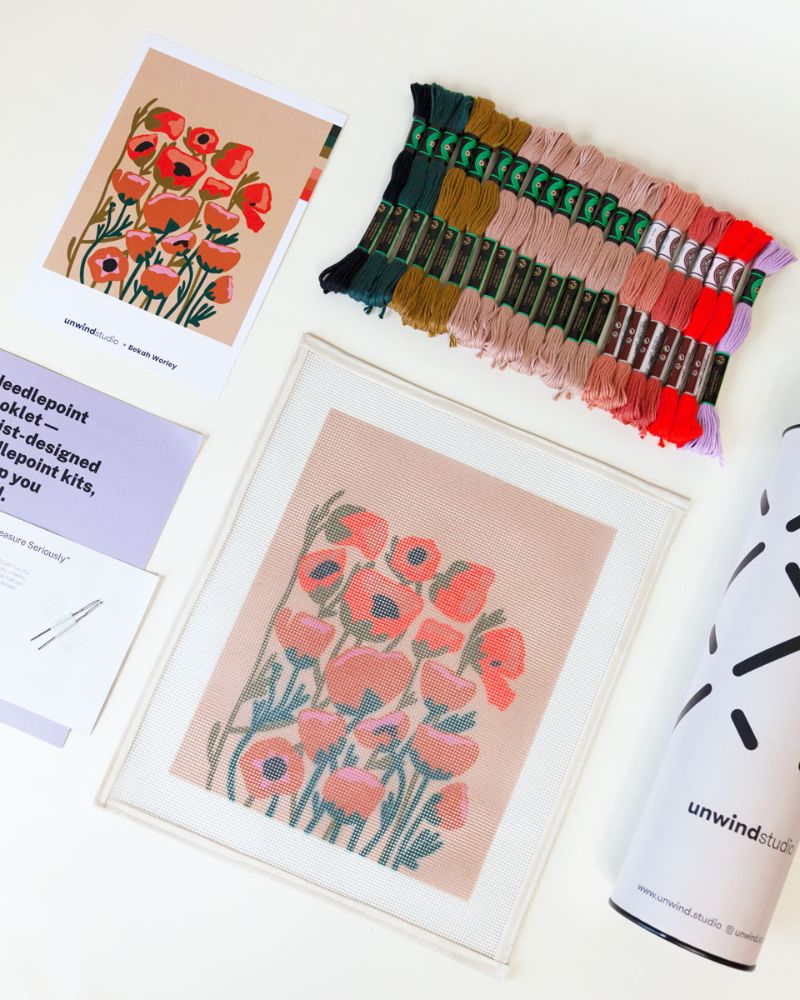 Modern Poppy Flower Needlepoint Kit – Unwind Studio