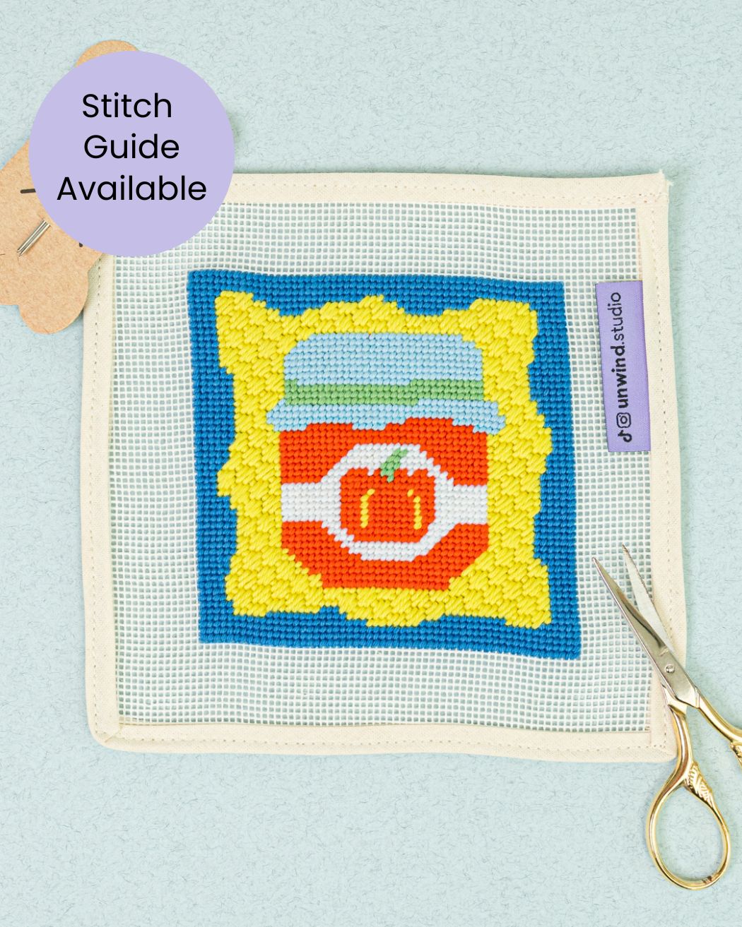 Pumpkin Jam-inspired needlepoint coaster kit