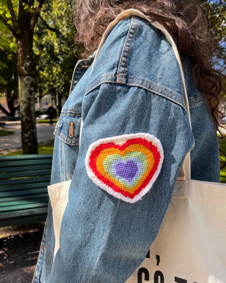 Rainbow Heart Needlepoint Patch Kit