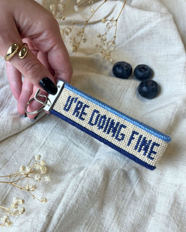 "Slow Down, U're Doing Fine" Needlepoint Key Fob Kit