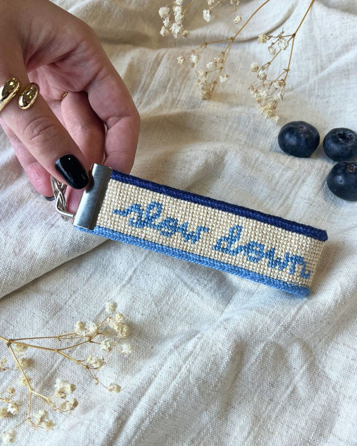 "Slow Down, U're Doing Fine" Needlepoint Key Fob Kit