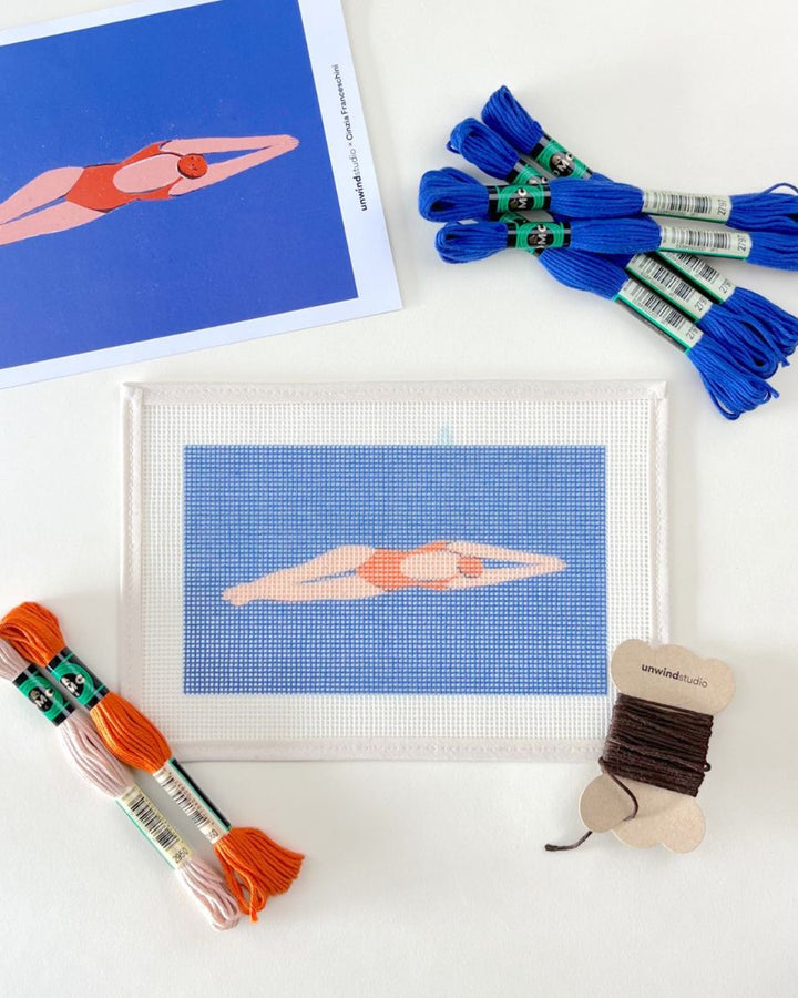 Diver Needlepoint Kit for Clutch Insert