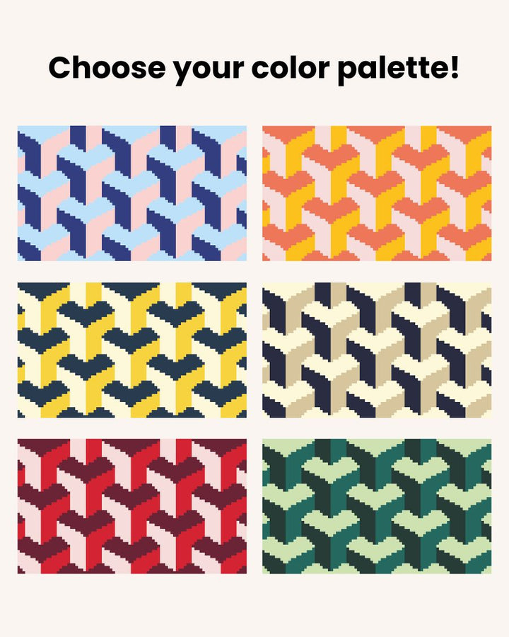 Tumbling Blocks V3: Needlepoint Counted Kit for Clutch Insert