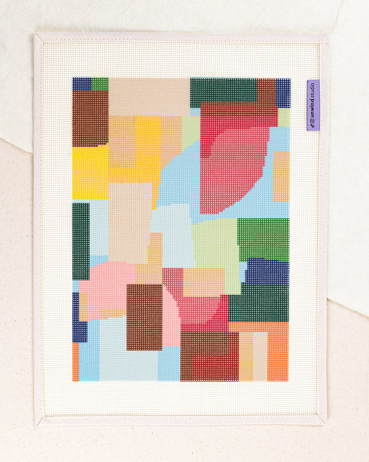 yateley needlepoint kit by jonathan lawes: printed canvas with geometric design