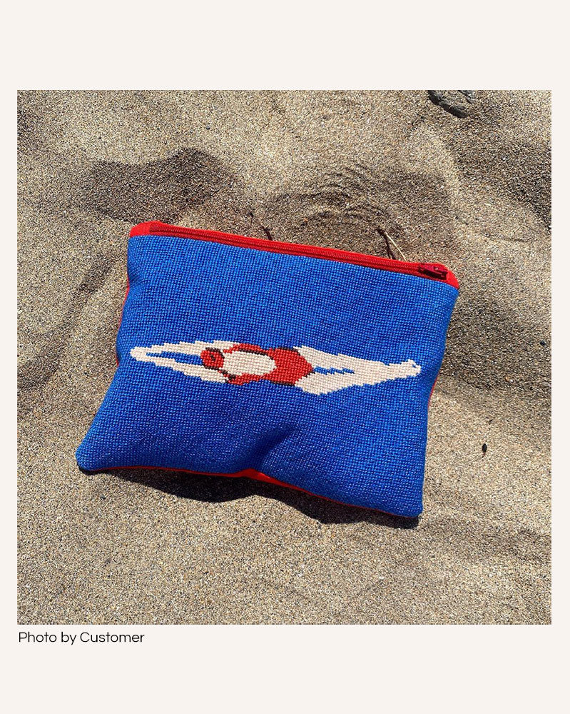 needlepoint clutch with diver illustration