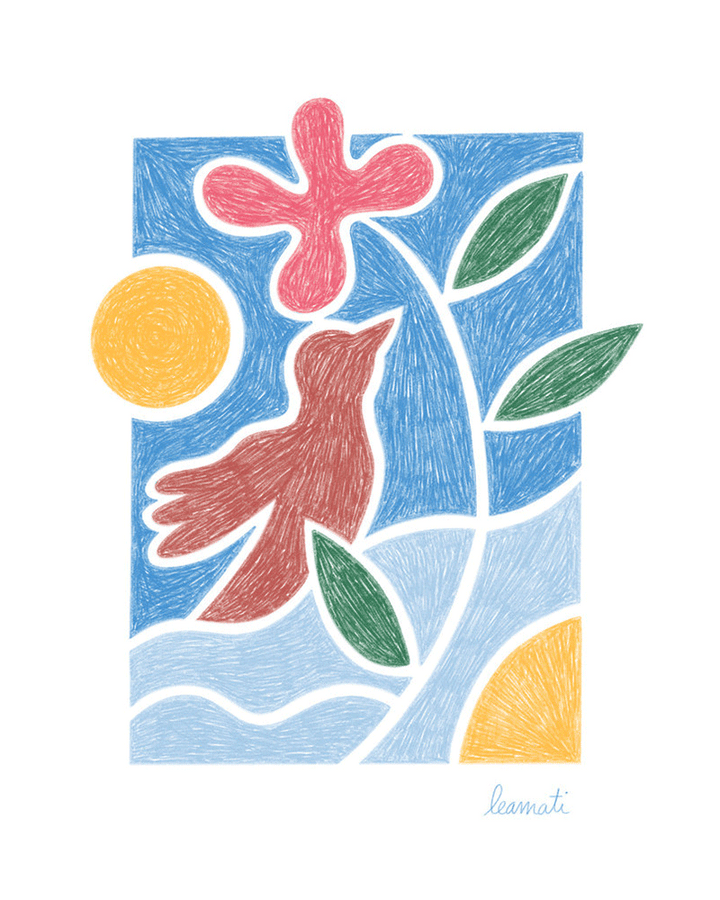 Envolée Bird Abstract needlepoint tapestry tapisserie design Lea Amati unwind studio