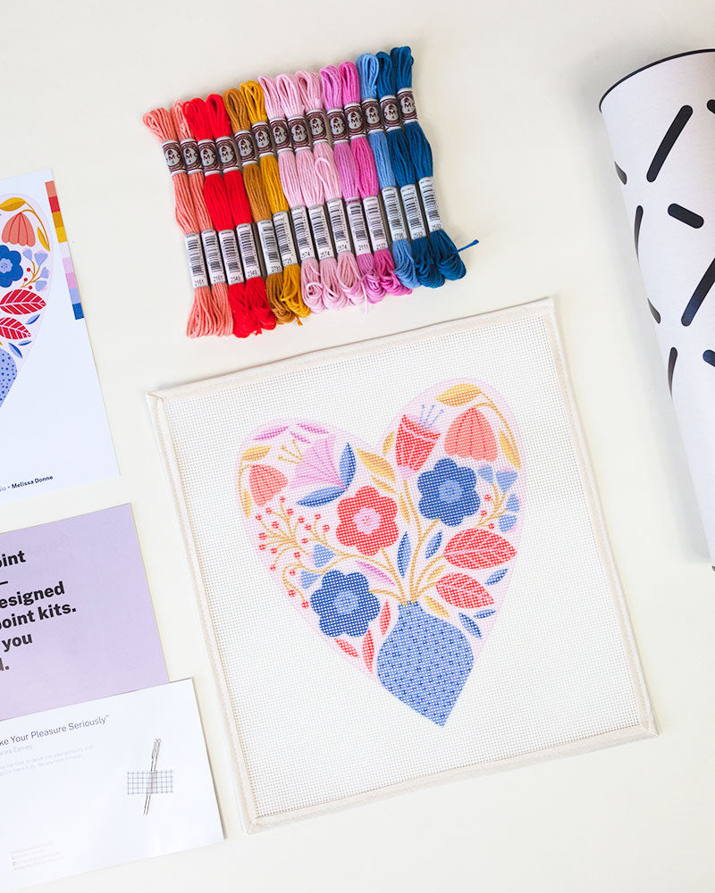 Botanical Heart Modern Needlepoint Kit – Unwind Studio