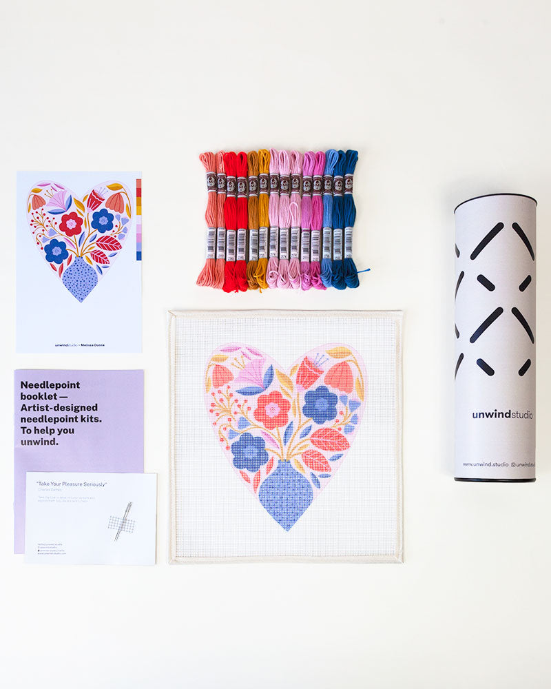 Botanical Heart Needlepoint Kit by Unwind Studio
