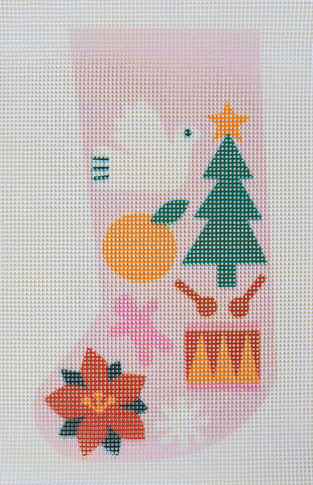 Mini Christmas Stocking Needlepoint Kit - Folk Pattern by Unwind Studio