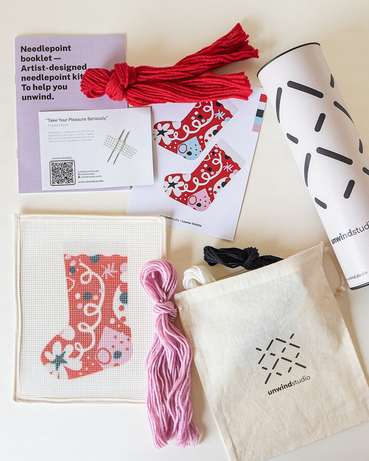Kindness Christmas Needlepoint Stocking Kit by Unwind Studio
