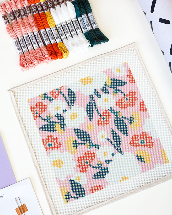 Contemporary Floral Pattern Needlepoint Kit by Unwind Studio