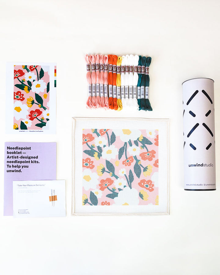 Contemporary Floral Pattern Needlepoint Kit by Unwind Studio