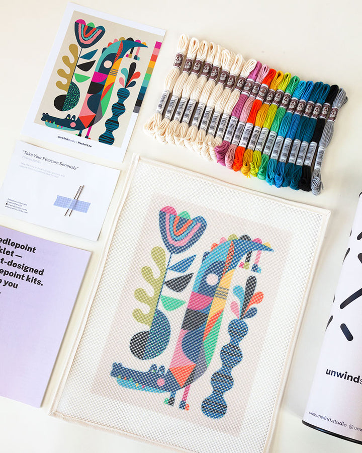 Crocodile Needlepoint Kit by Unwind Studio