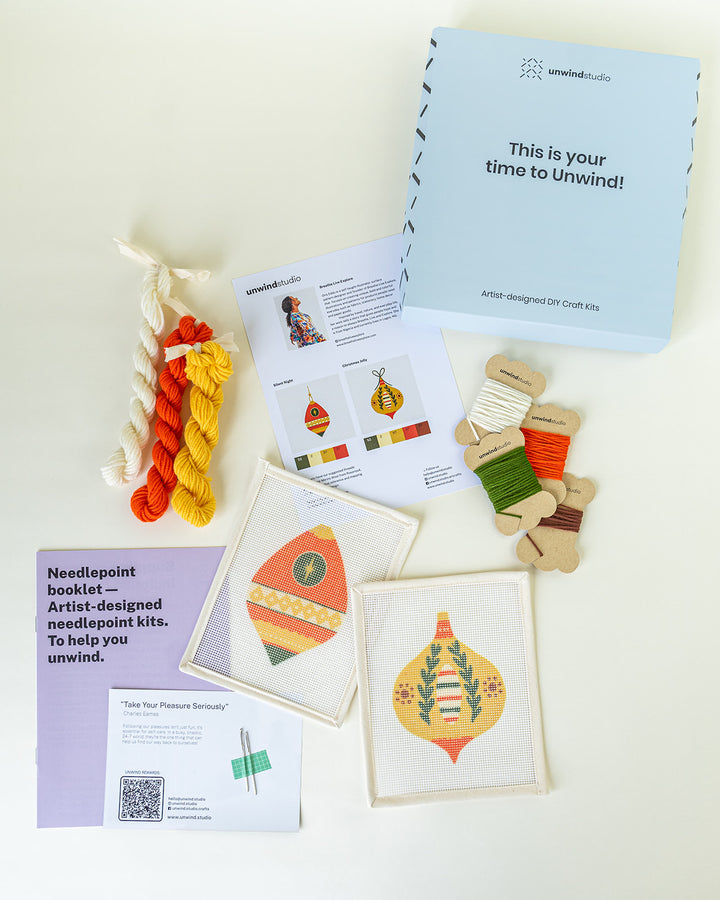 Christmas Jolly Needlepoint Ornament Kit by Unwind Studio