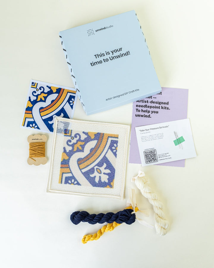 Portuguese Tiles Needlepoint Kit: Cedofeita by Unwind Studio