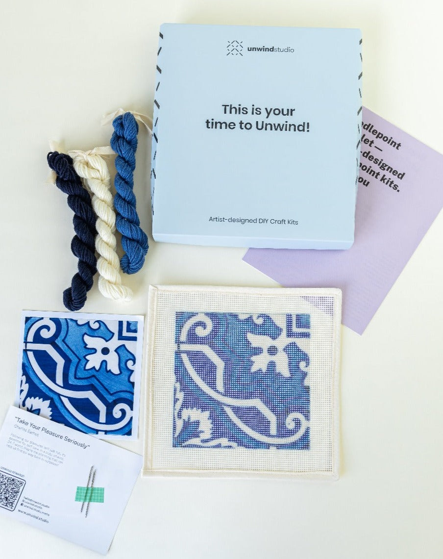 Portuguese Tile Needlepoint Kit: Fontainhas by Unwind Studio