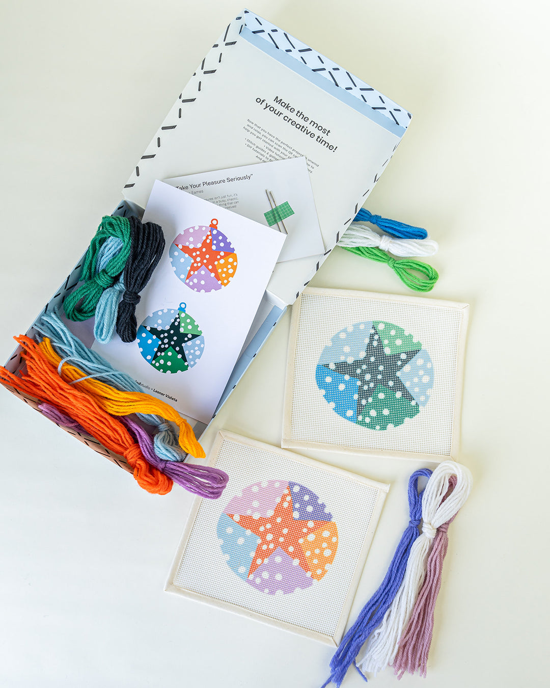 Green & Orange Snowing Night Needlepoint Kit by Unwind Studio