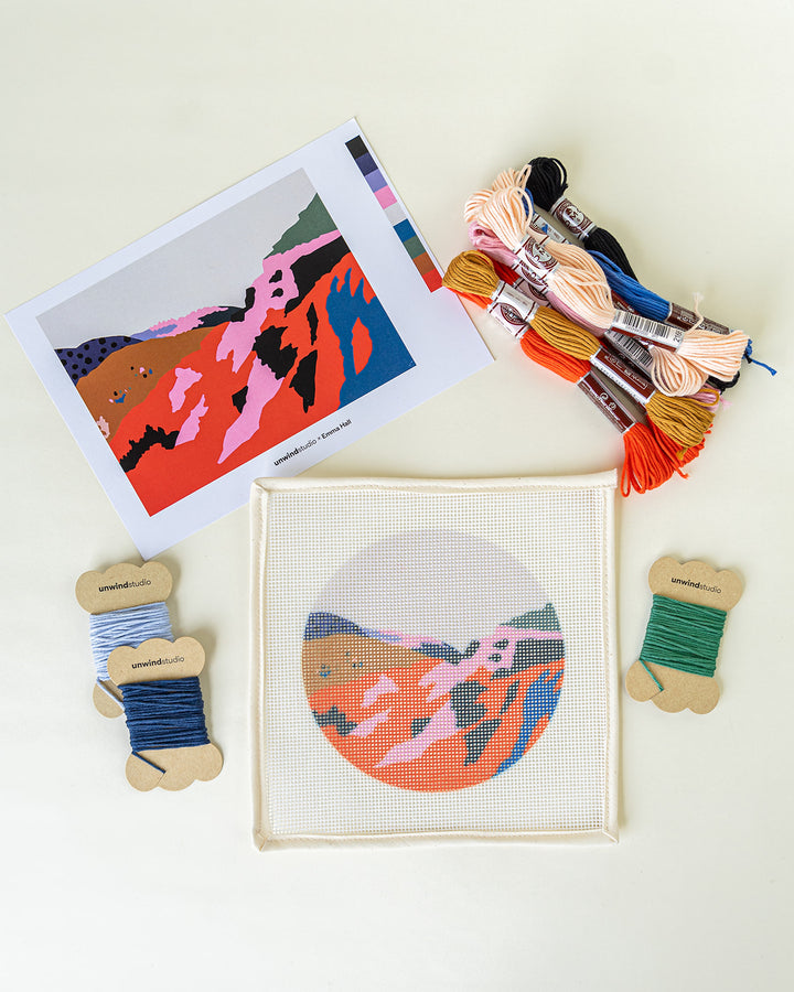 Ethiopian Ravine Round Needlepoint Kit by Unwind Studio