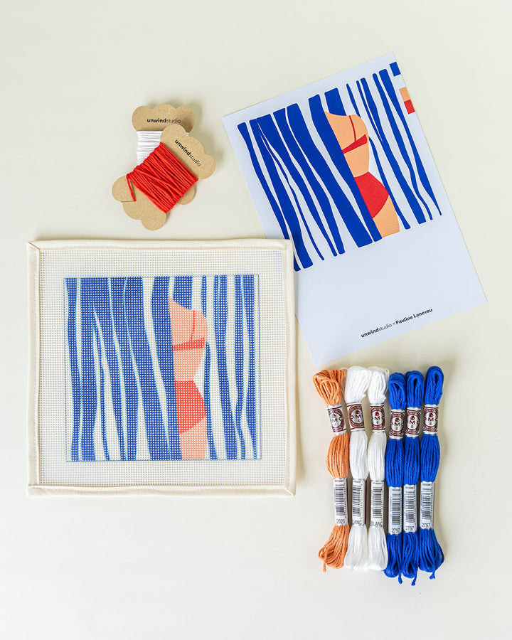 Marinière Needlepoint Sunglasses Case Kit by Unwind Studio
