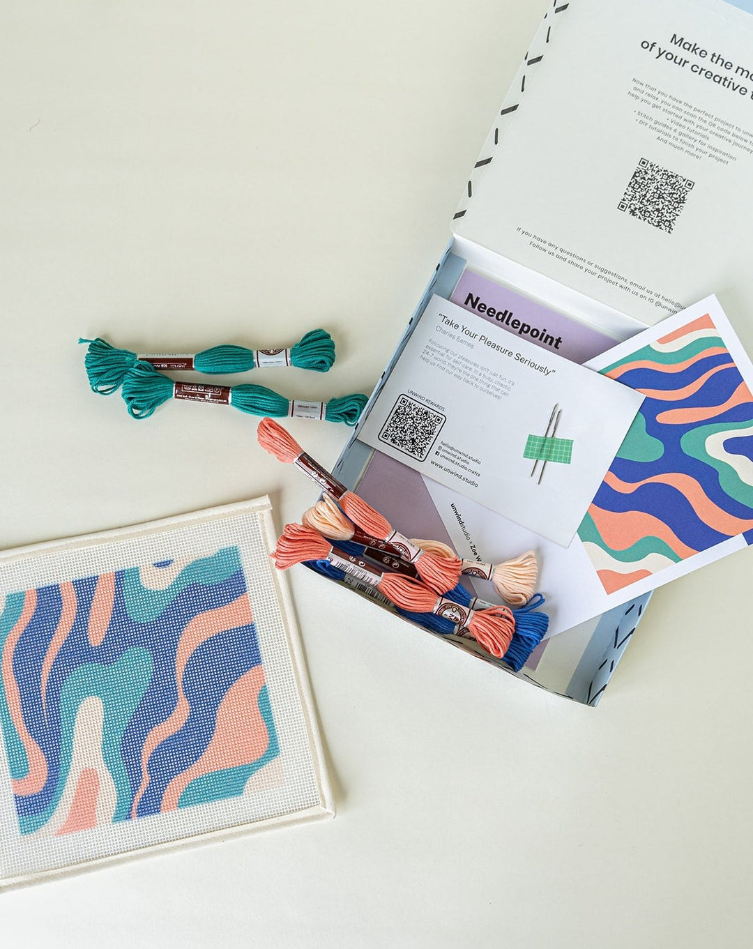 Pastel Waves Sunglasses Case Needlepoint Kit by Unwind Studio