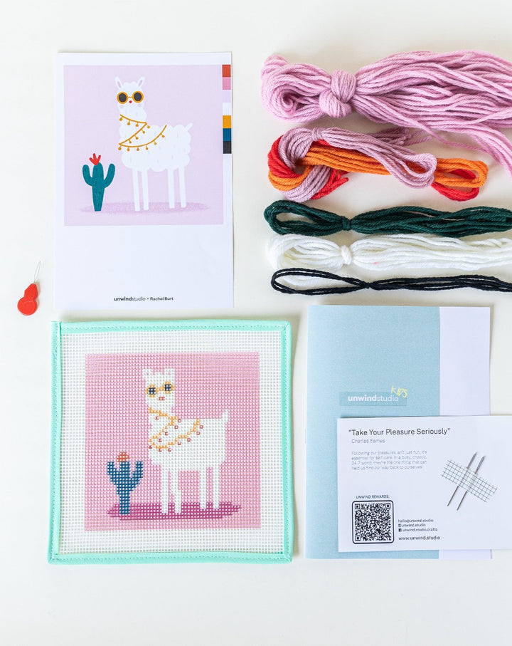 No Drama Llama - Needlepoint Kit for Kids by Unwind Studio