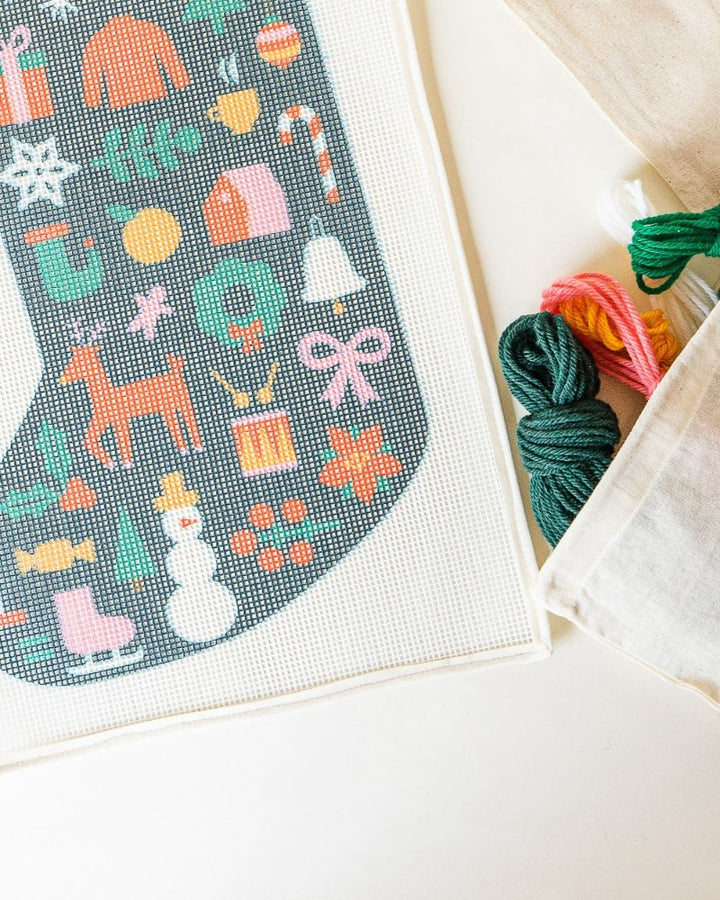 Folk Christmas Stocking Needlepoint Kit by Unwind Studio