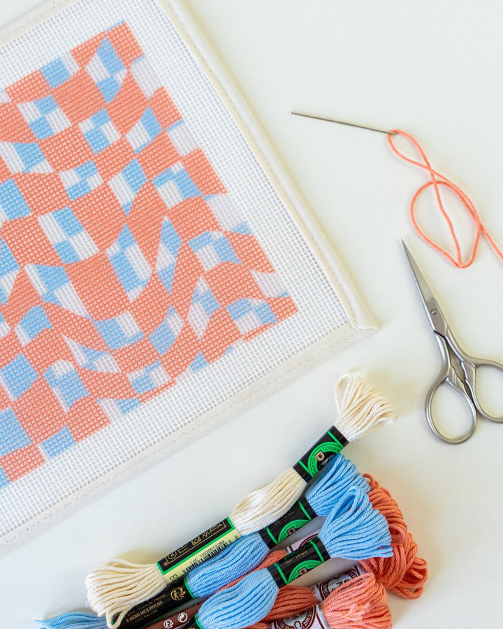 Summer Checker Sunglasses Case Needlepoint Kit by Unwind Studio