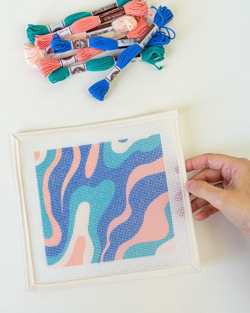 Pastel Waves Sunglasses Case Needlepoint Kit by Unwind Studio