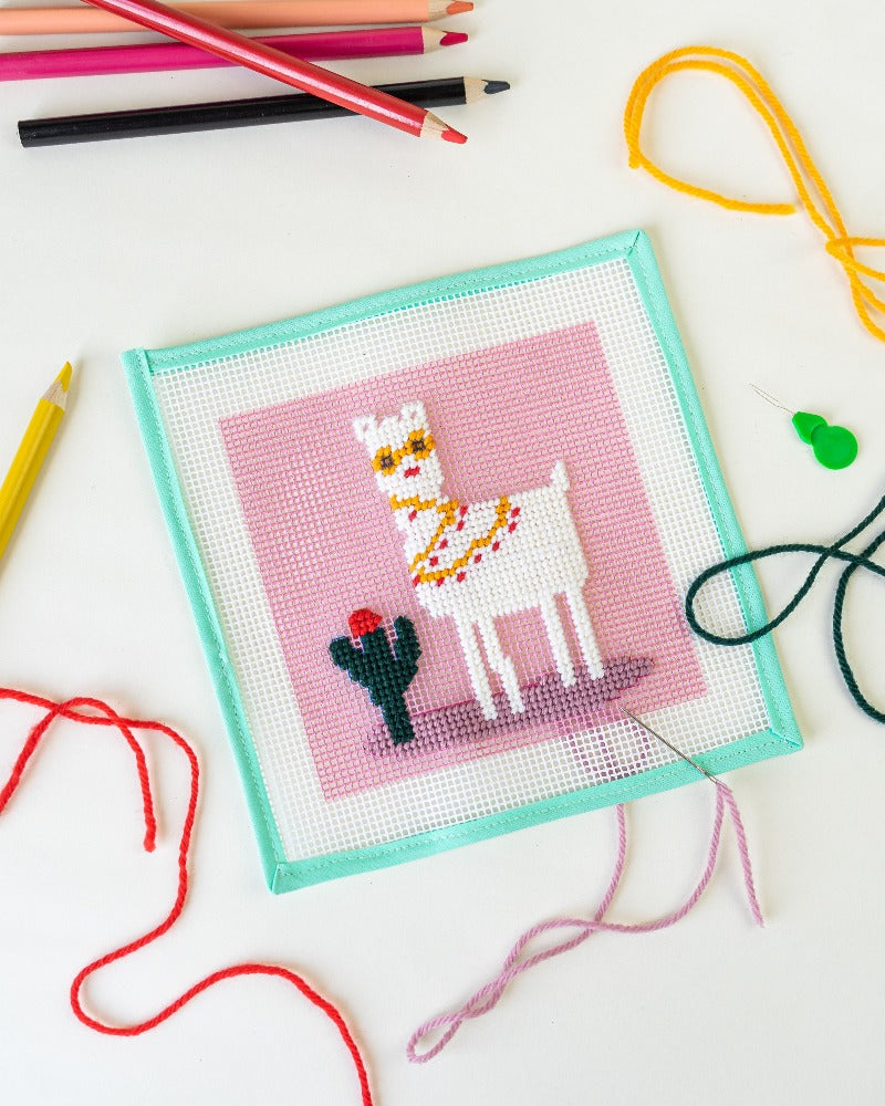 llama needlepoint for kids children's crafts embroidery for kids Unwind Studio