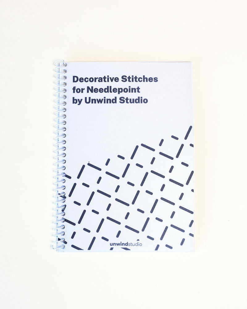 Decorative stitches for needlepoint printed booklet by Unwind Studio.
