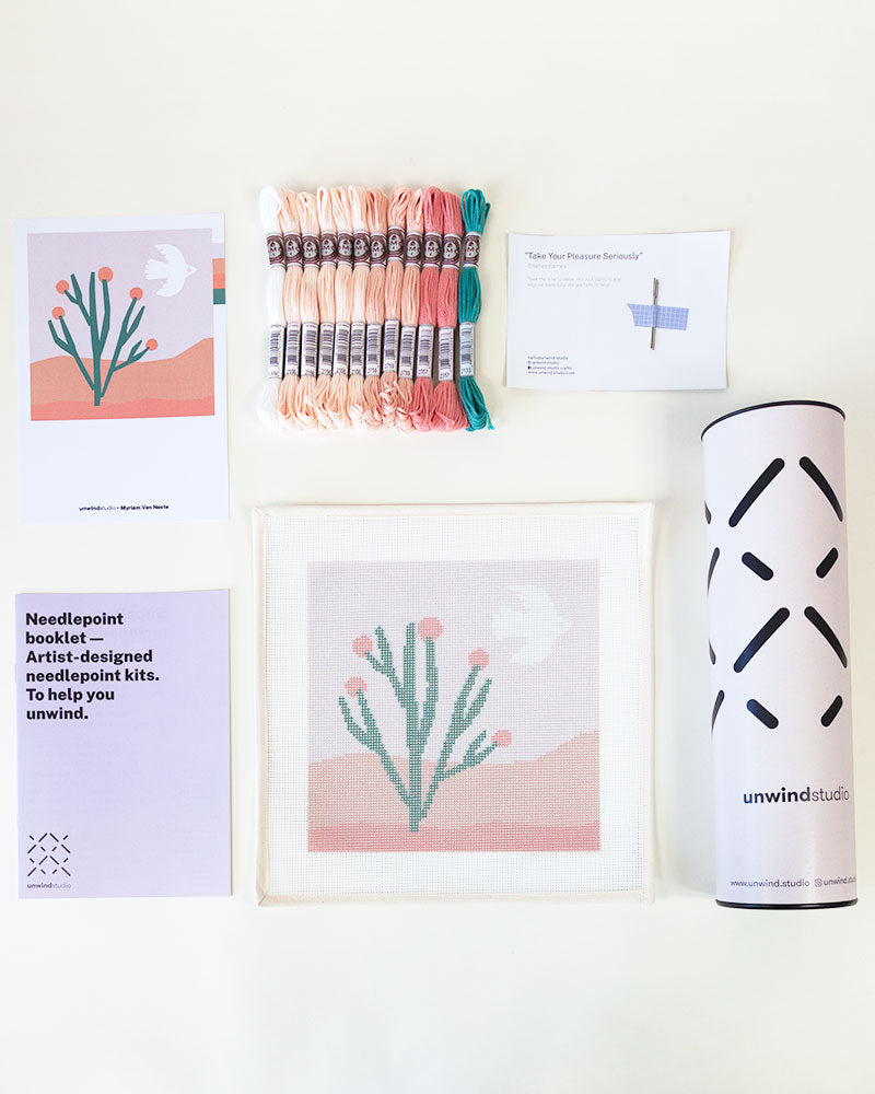 Desert Cactus Scene Beginner Needlepoint Kit by Unwind Studio