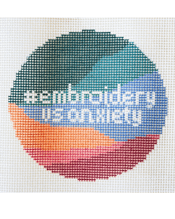 "Embroidery VS Anxiety": Mental Health Awareness Ornament Needlepoint Kit by Unwind Studio