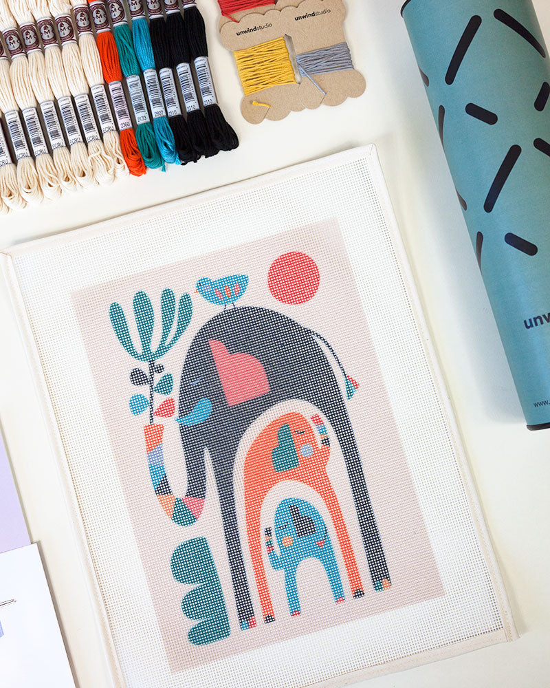 Elephants Needlepoint Kit by Unwind Studio