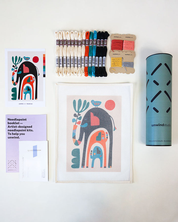 Elephants Needlepoint Kit by Unwind Studio