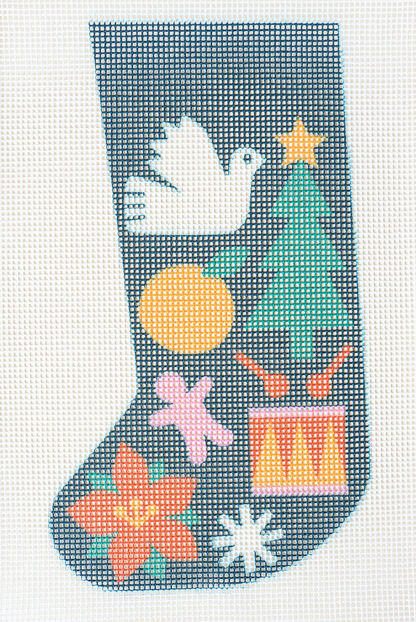 Mini Christmas Stocking Needlepoint Kit - Folk Pattern by Unwind Studio