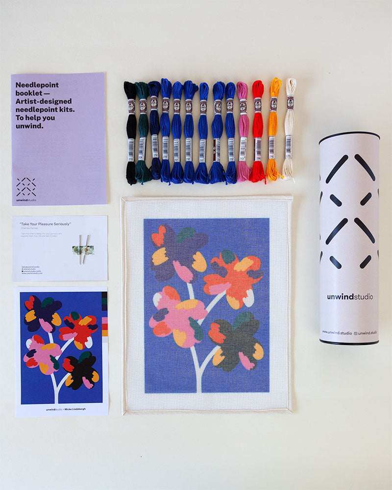 Happy Flowers Needlepoint Kit Round Ornament – Unwind Studio