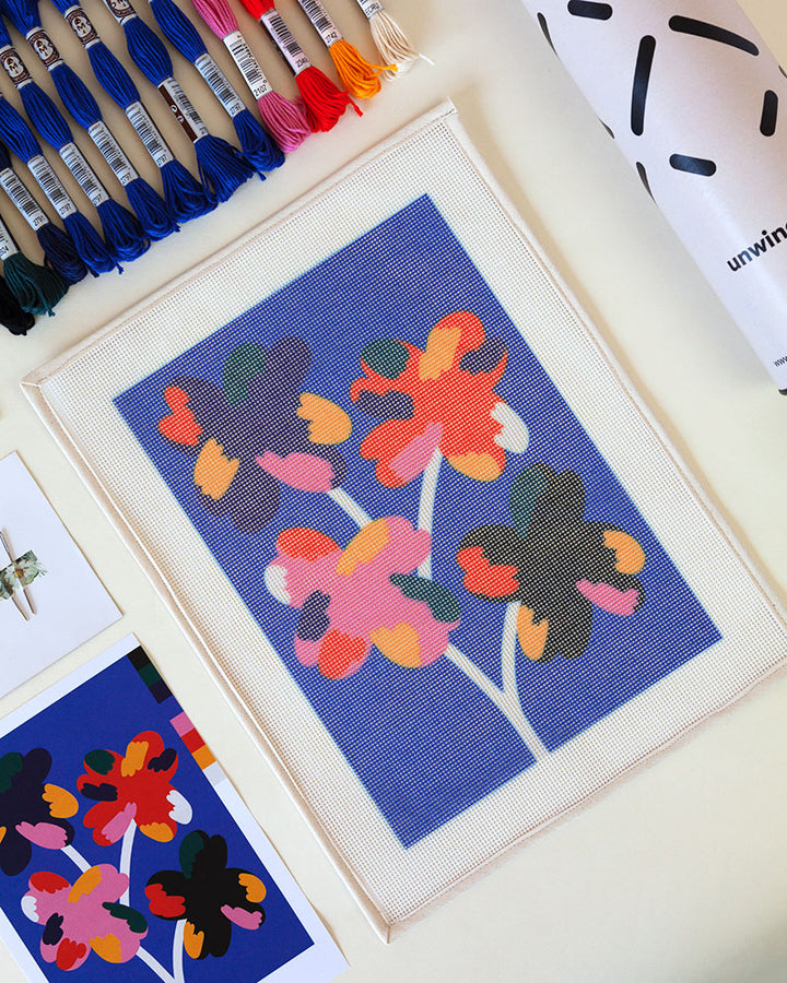 Four Flowers Needlepoint Kit by Unwind Studio