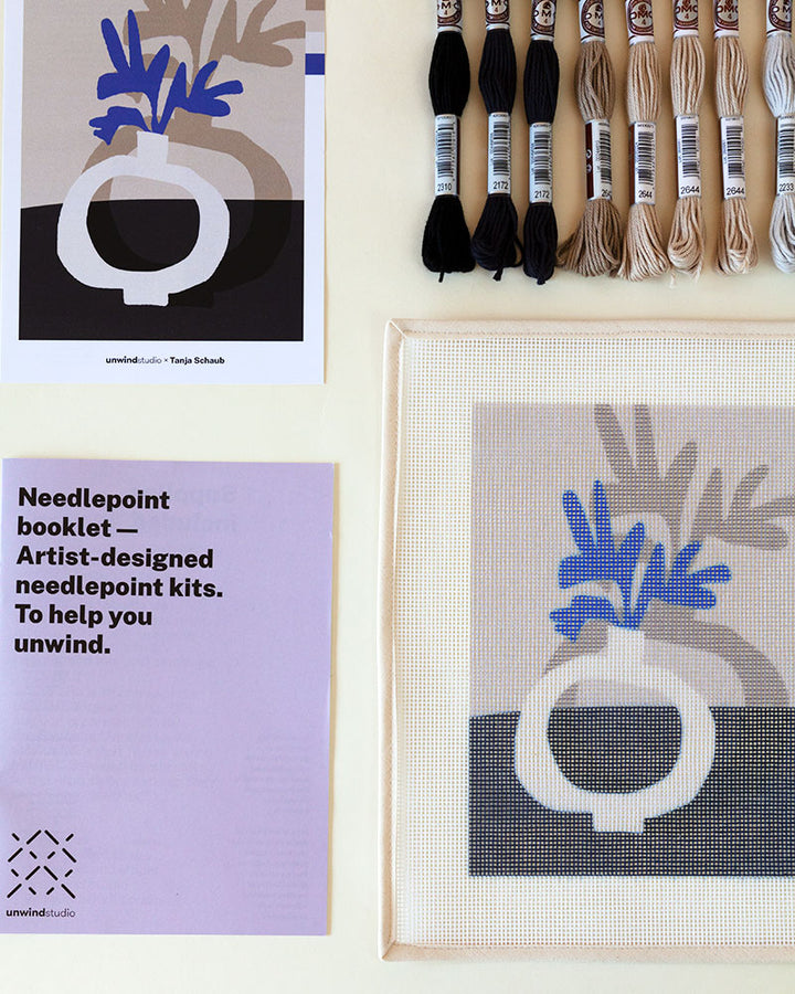 Blue Flower Needlepoint Kit by Unwind Studio