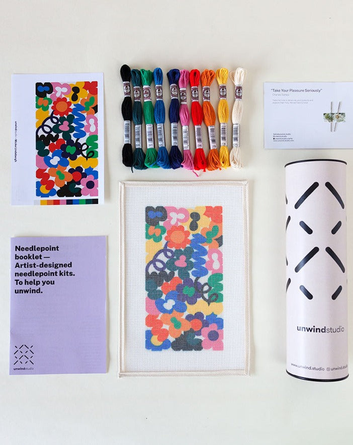 Jungley Flowers Needlepoint Kit by Unwind Studio