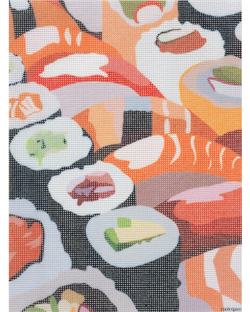 sushi boat needlepoint tapestry unwind studio