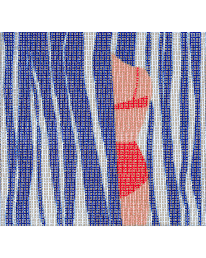 needlepoint canvas with illustration of woman in bikini with water