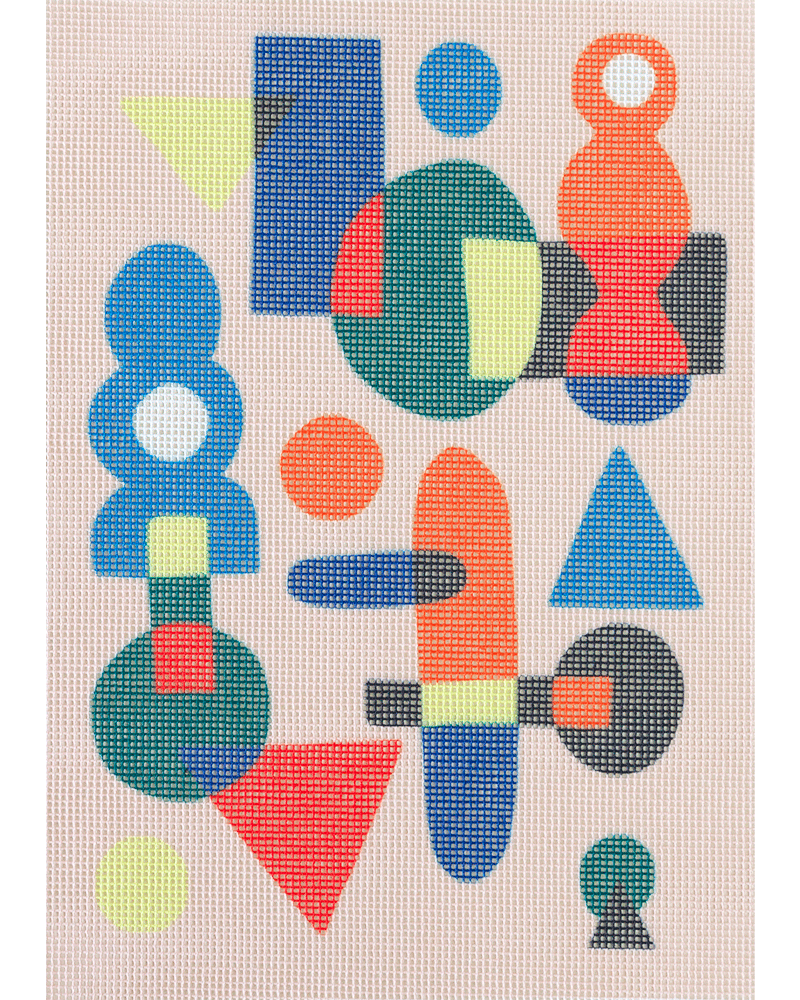 needlepoint canvas with abstract illustration.