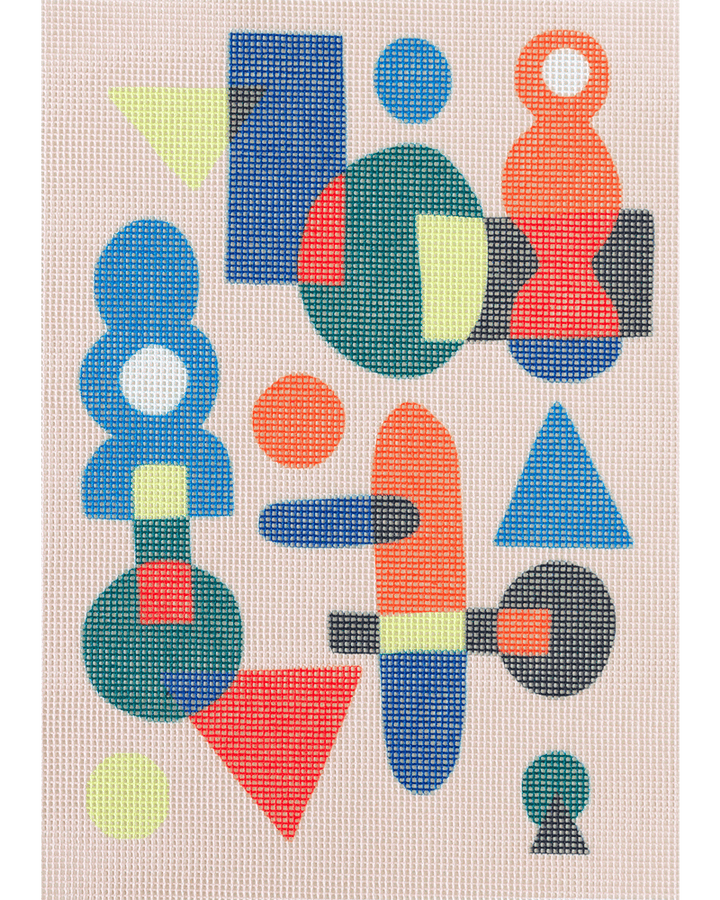 needlepoint canvas with abstract illustration.