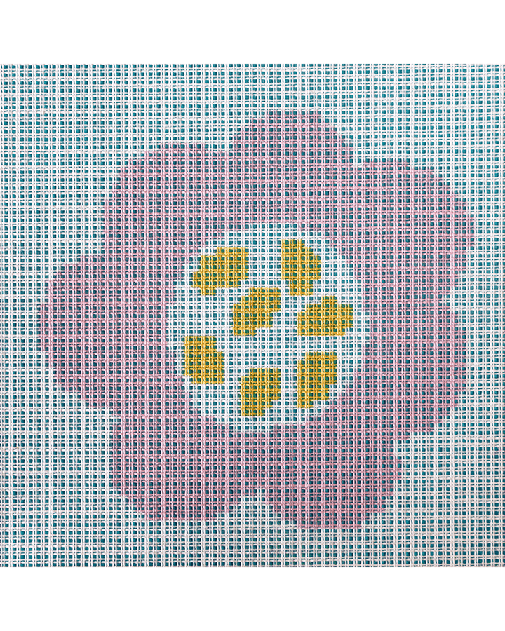 Pink Flower Kids Needlepoint Kit for Kids canvas by Unwind Studio