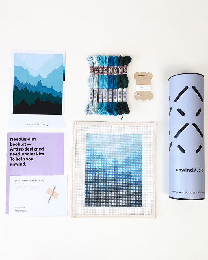 Misty Mountain Moon Needlepoint Kit by Unwind Studio