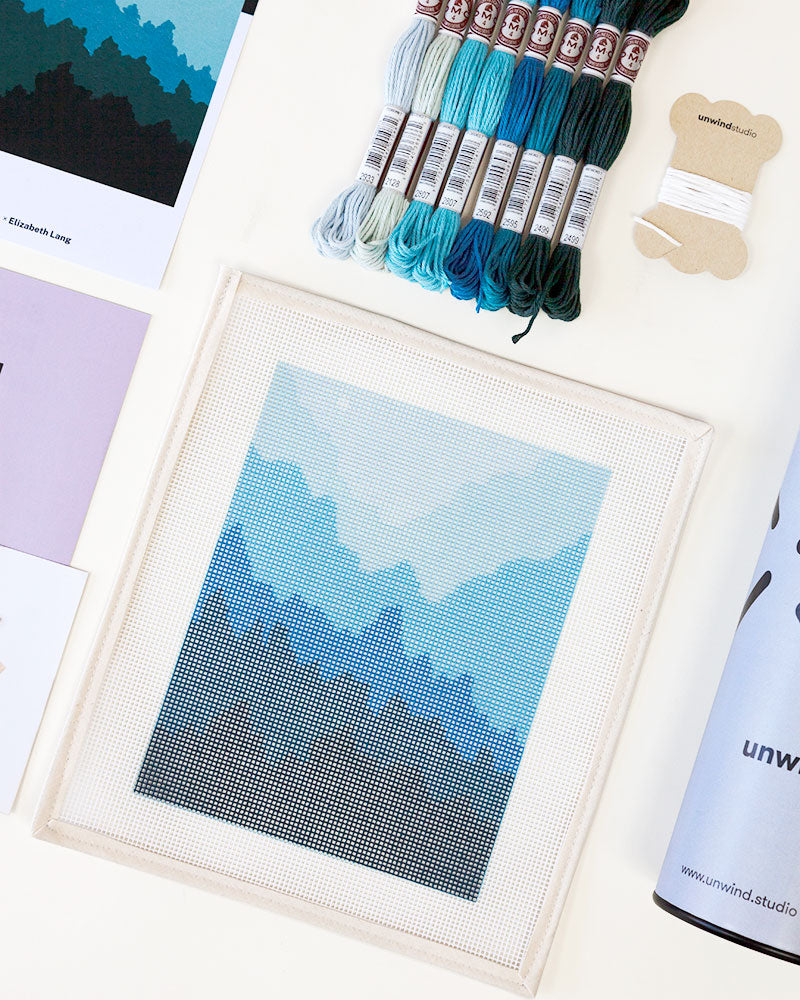 Peaceful Mountains Beginner Needlepoint Kit – Unwind Studio