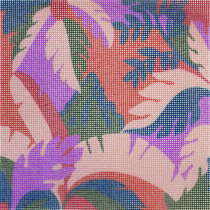 Tropical Mountain needlepoint canvas by Laura Croft perfect for Autumn stitching