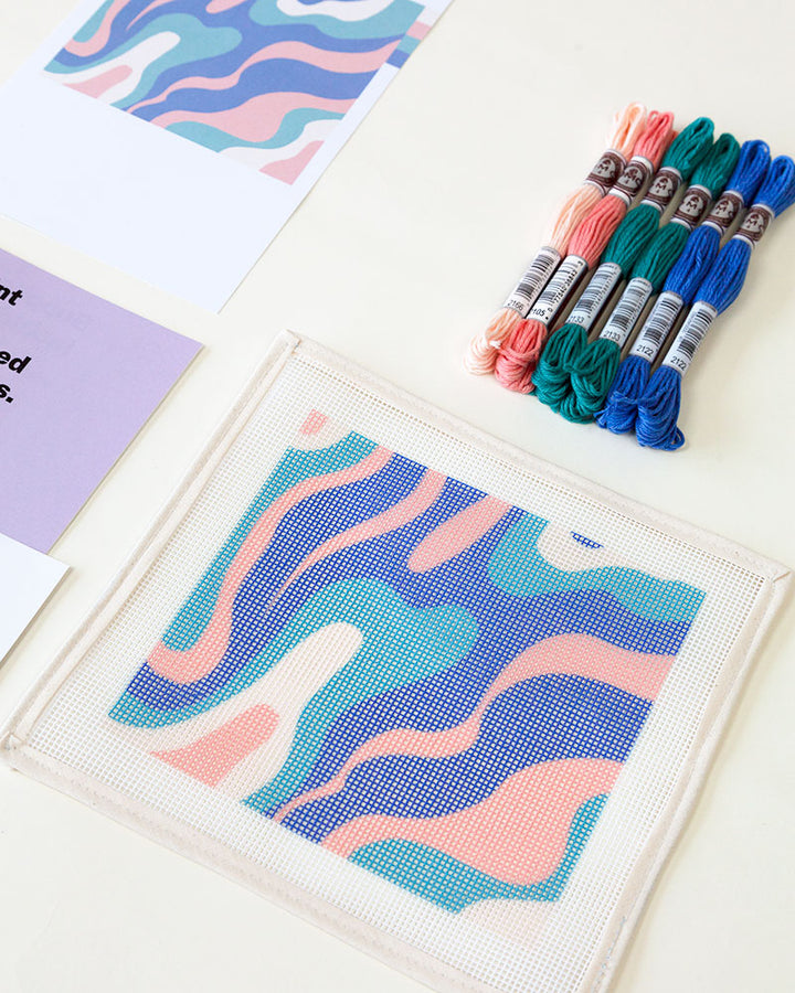 Pastel Waves Sunglasses Case Needlepoint Kit by Unwind Studio